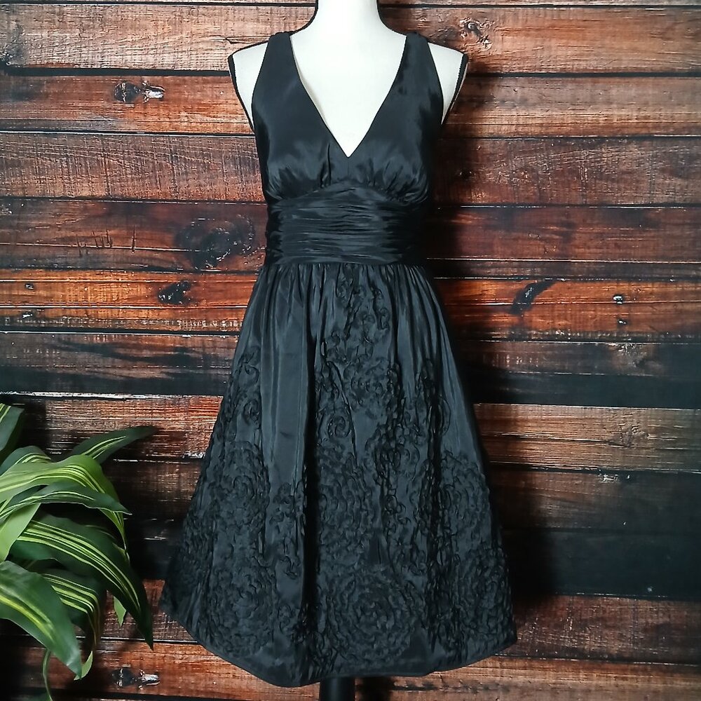 Davids Bridal Dress 10 Black Formal Halter Cross Back Full Embellished - Picture 2 of 10